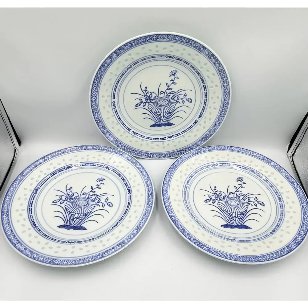 Vintage Jingdezhen Rice Grain Dinner Plates 10